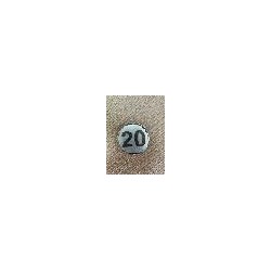 ЦИФРА 20,  СРЕБРИСТ КРЪГ 4 СМ