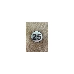 ЦИФРА 25,  СРЕБРИСТ КРЪГ 4 СМ